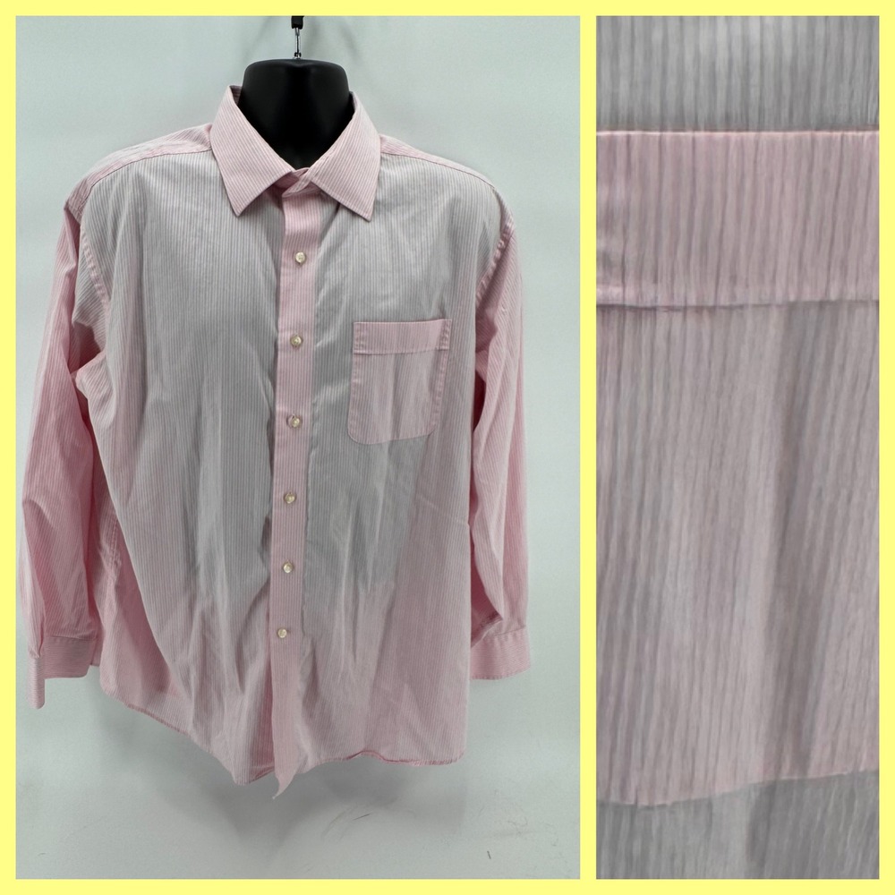 Tommy Bahama Dress Shirt XL 17 1/2 34-35‎ Pink Textured Stripe Button Front